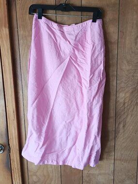 Dina K Pink Maxi Skirt Size S Ramie Viscose Back Zip Lightweight Flowy